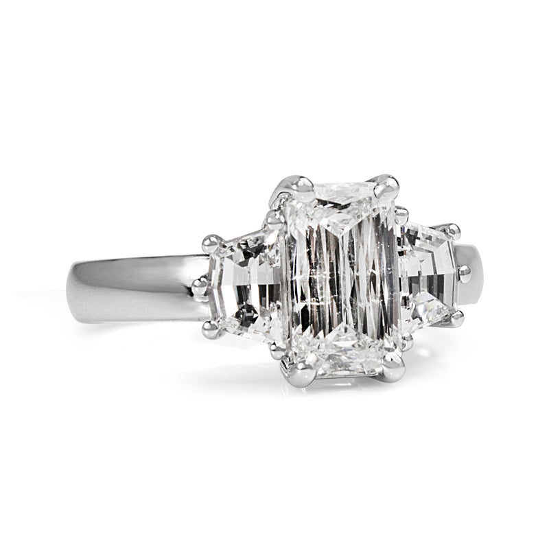 18ct White Gold Criss Cut Diamond 3 Stone Ring