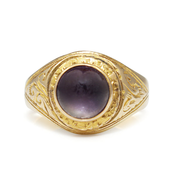 14ct Yellow Gold Antique Amethyst Cabochon Ring