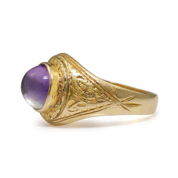 14ct Yellow Gold Antique Amethyst Cabochon Ring