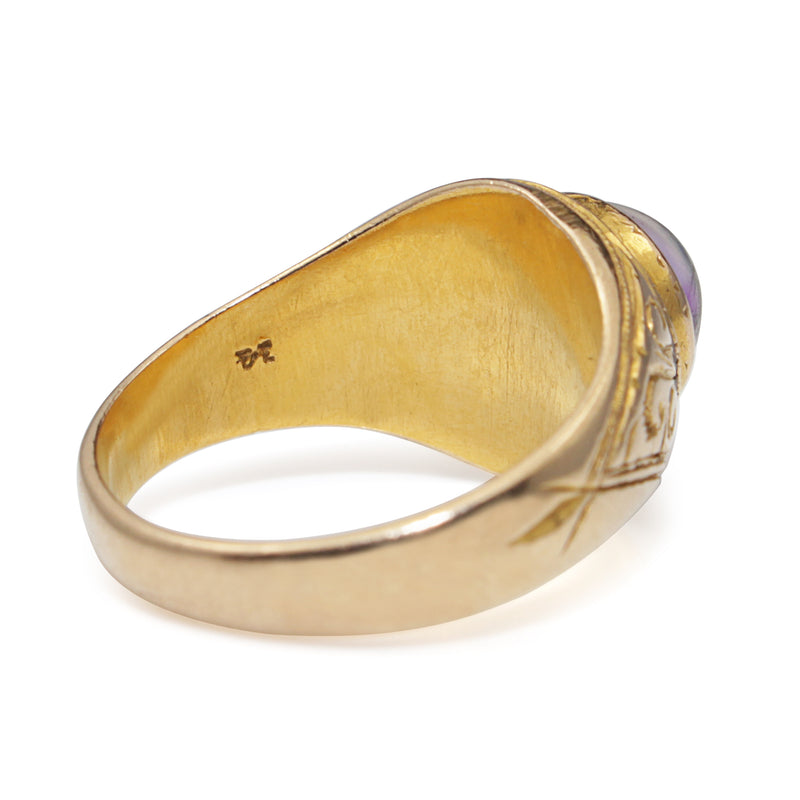 14ct Yellow Gold Antique Amethyst Cabochon Ring
