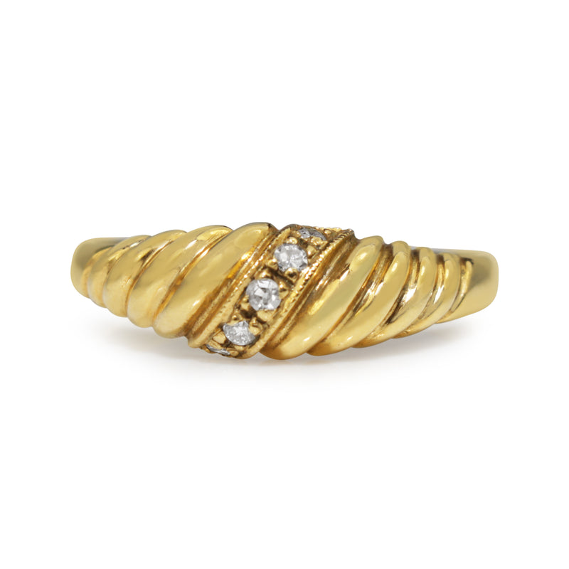 9ct Yellow Gold Old and Single Cut Diamond Twist Ring