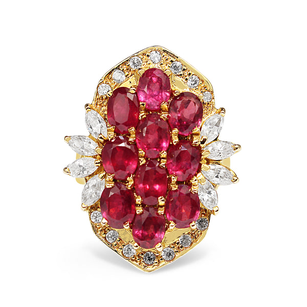 18ct Yellow Gold Estate Ruby and Cubic Zirconia Ring