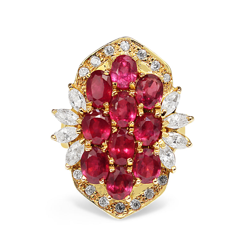 18ct Yellow Gold Estate Ruby and Cubic Zirconia Ring