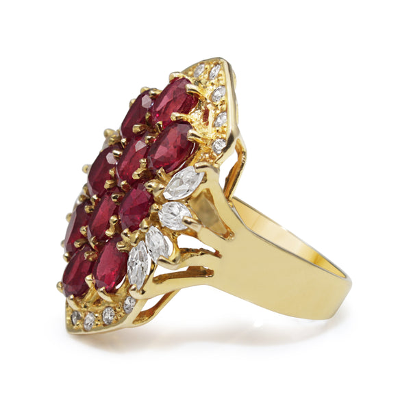 18ct Yellow Gold Estate Ruby and Cubic Zirconia Ring