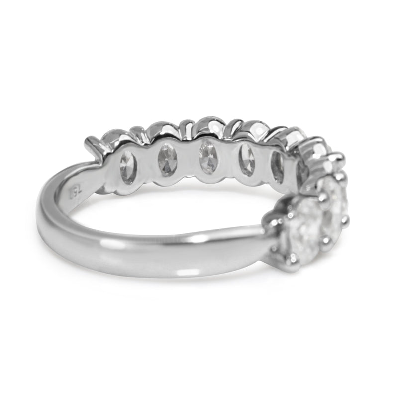 18ct White Gold Oval Diamond Band