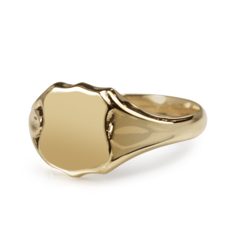 9ct Yellow Gold Shield Style Signet Ring