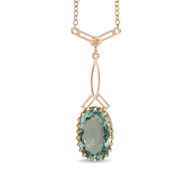 9ct Rose Gold Antique Aquamarine Necklace