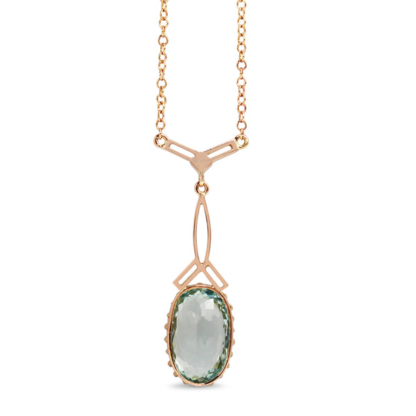 9ct Rose Gold Antique Aquamarine Necklace