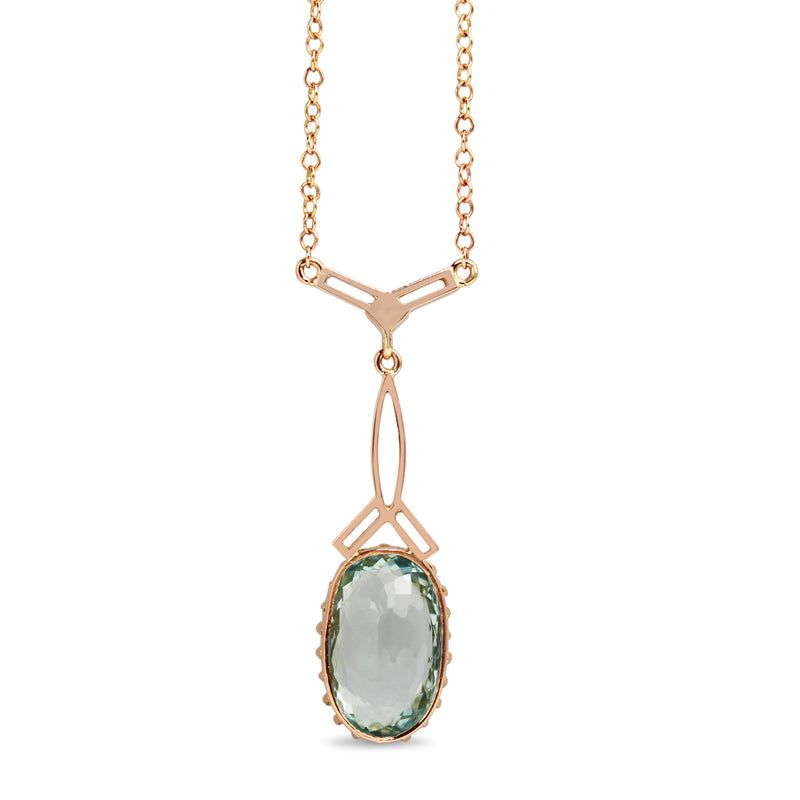 9ct Rose Gold Antique Aquamarine Necklace