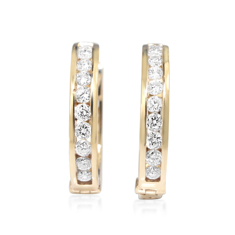 9ct Yellow Gold Diamond Hoop Earrings