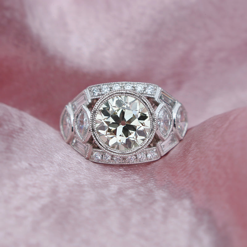 Platinum Art Deco Style Old Cut Diamond Ring
