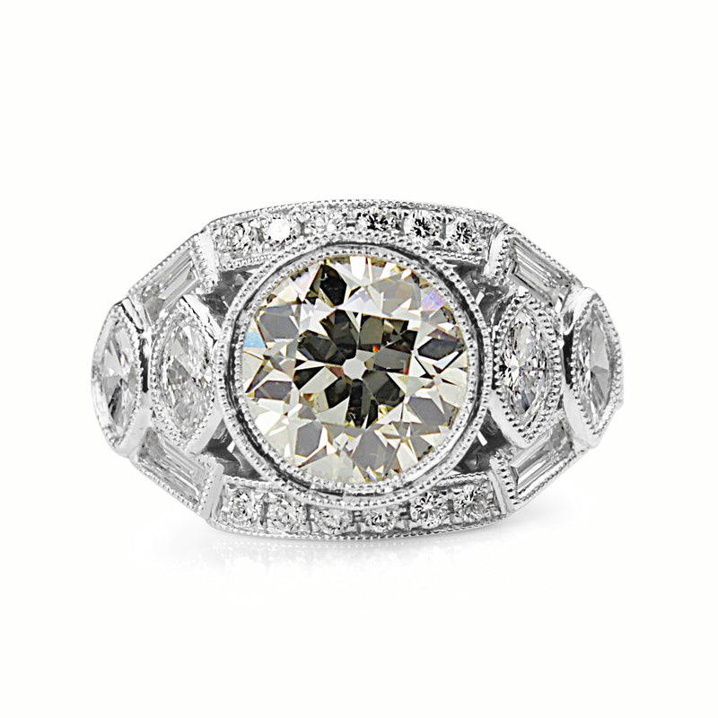 Platinum Art Deco Style Old Cut Diamond Ring
