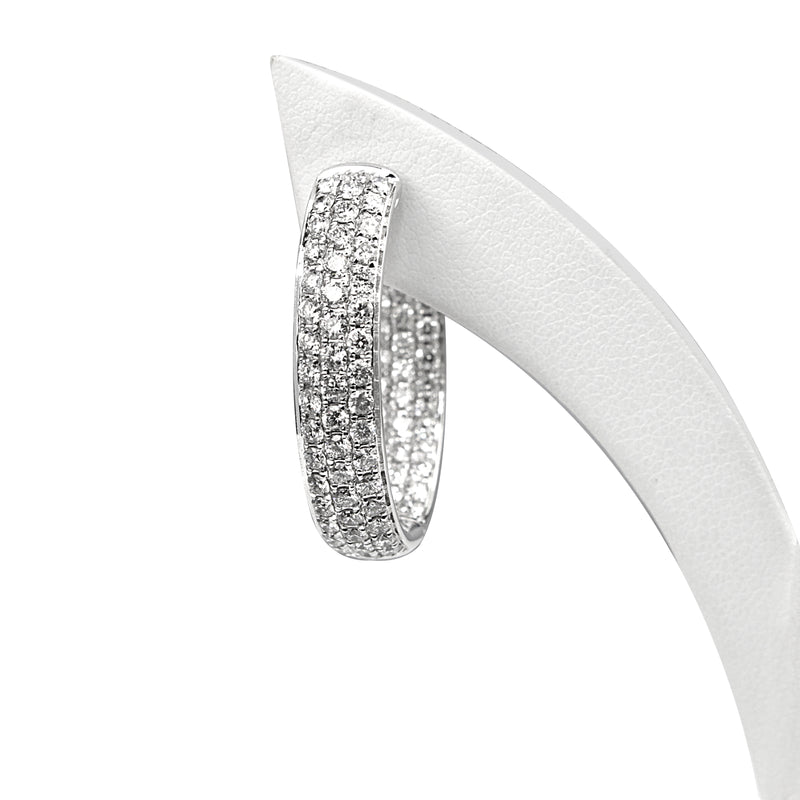 18ct White Gold Pavè Diamond Hoop Earrings