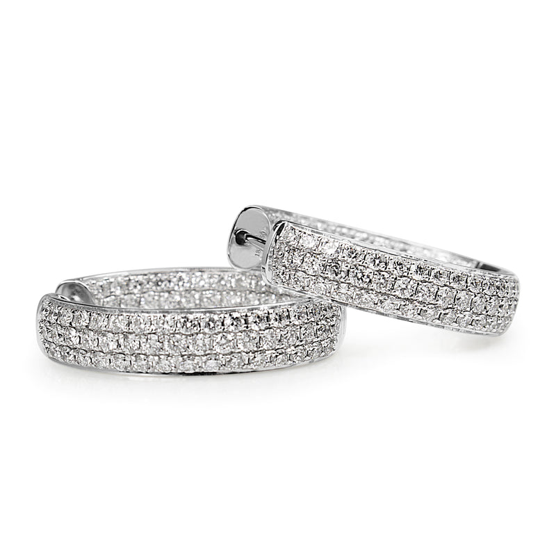18ct White Gold Pavè Diamond Hoop Earrings