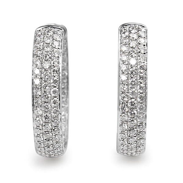 18ct White Gold Pavè Diamond Hoop Earrings