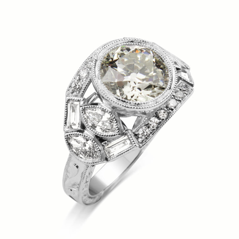 Platinum Art Deco Style Old Cut Diamond Ring