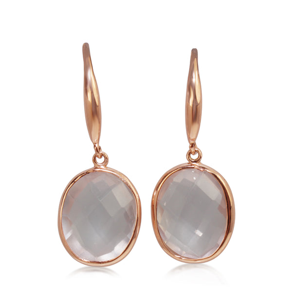 9ct Rose Gold Faceted Rose Quartz Earrings