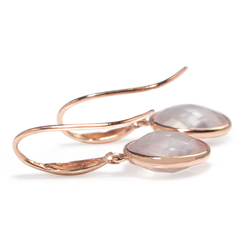 9ct Rose Gold Faceted Rose Quartz Earrings