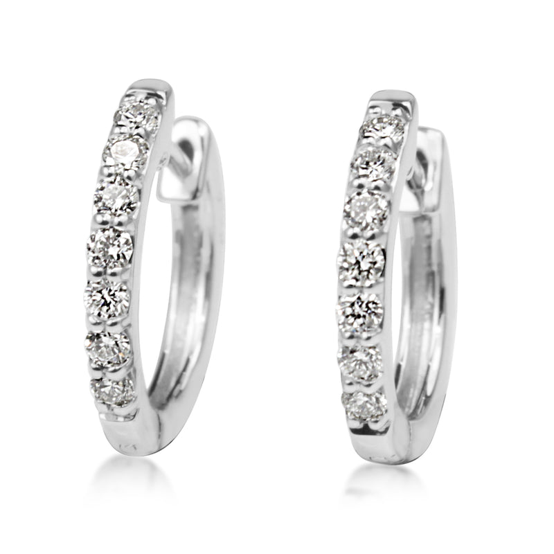 9ct White Gold Fine .25ct Diamond Hoop Earrings