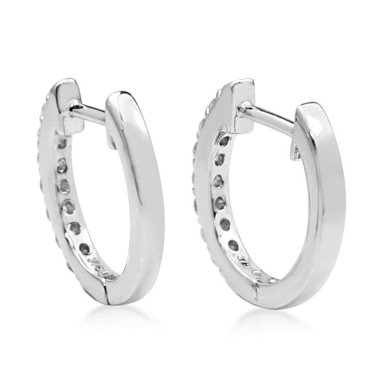 9ct White Gold Fine .25ct Diamond Hoop Earrings