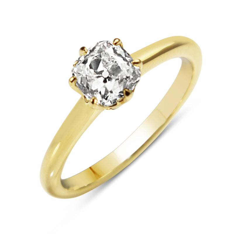 18ct Yellow Gold Old Mine Cut Diamond Solitaire Ring