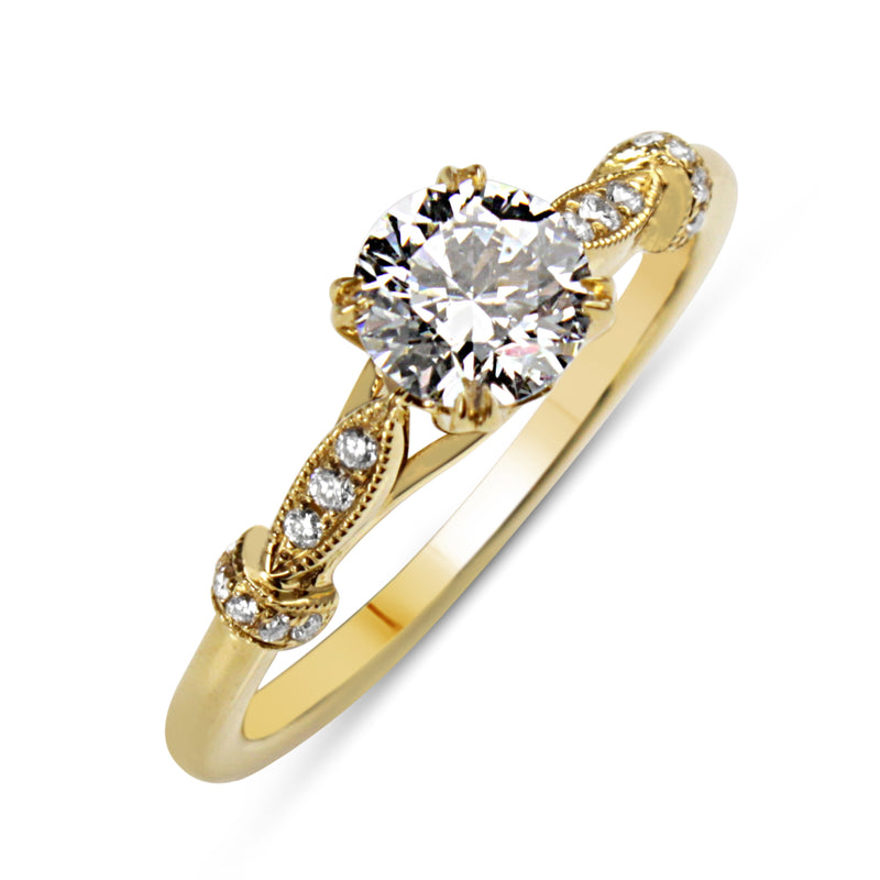 18ct Yellow Gold Vintage Style Diamond Solitaire Ring