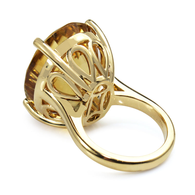 18ct Yellow Gold Citrine Solitaire Cocktail Ring