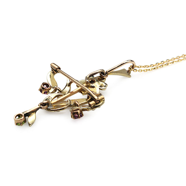 9ct Yellow Gold Antique Suffragette Necklace / Brooch