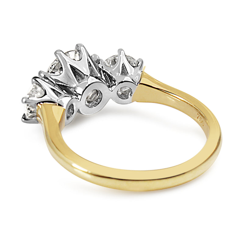 18ct Yellow and White Gold Victorian Style 3 Stone Diamond Ring