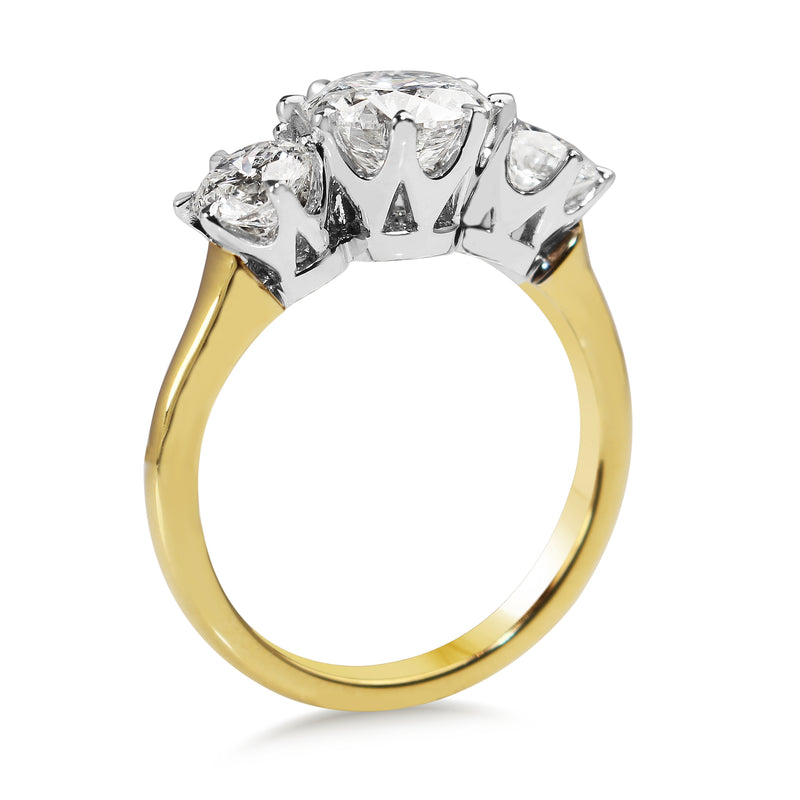 18ct Yellow and White Gold Victorian Style 3 Stone Diamond Ring
