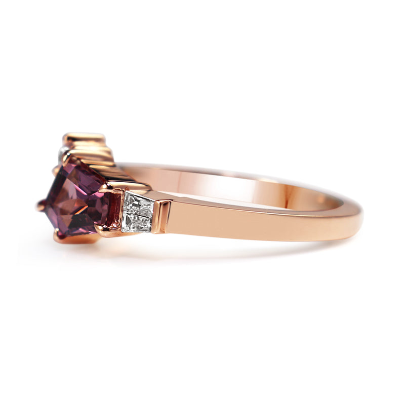 18ct Rose Gold Pink/Purple Sapphire and Diamond Ring