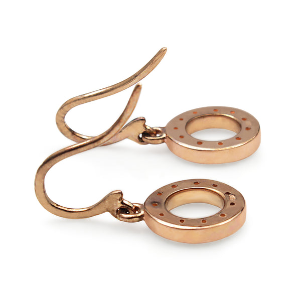 9ct Rose and White Gold Diamond Circle Drop Earrings