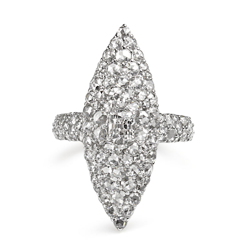 18ct White Gold Old and Rose Cut Marquise Shaped Diamond Ring