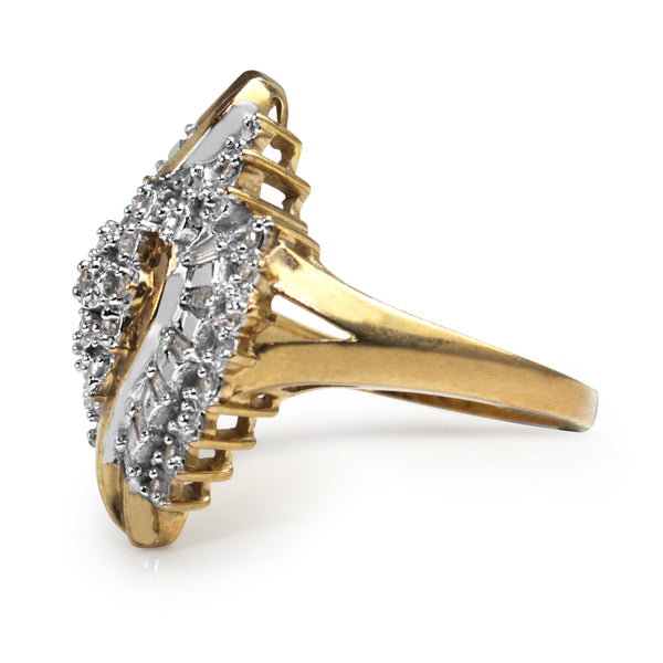 9ct Yellow and White Gold Cluster Ring