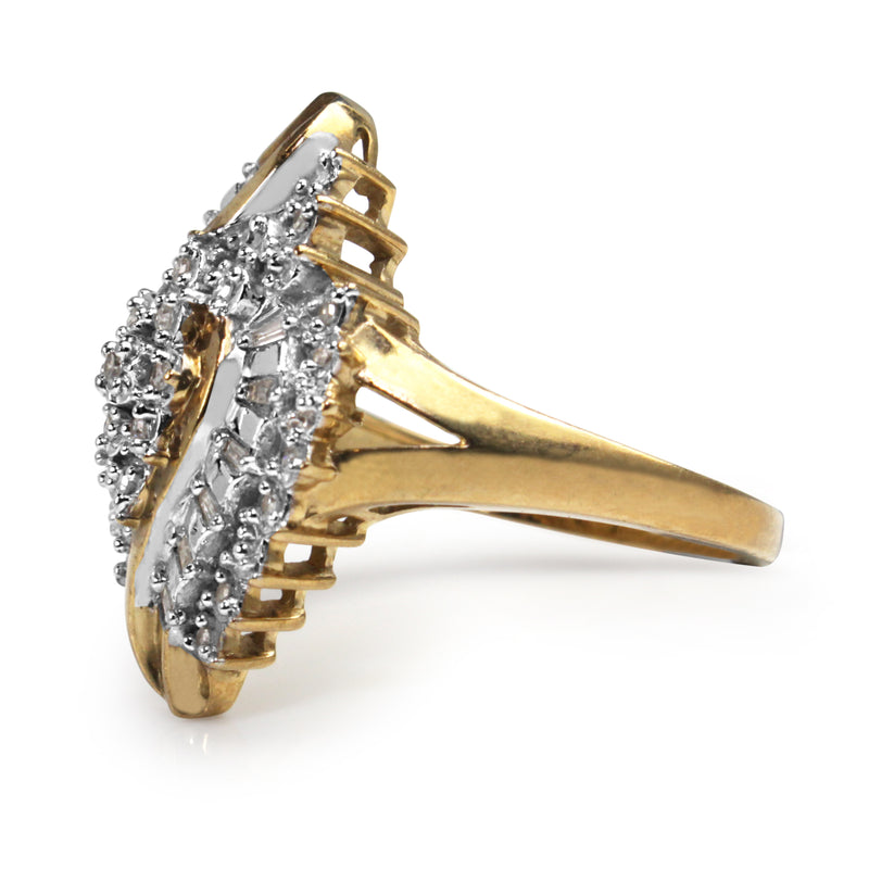 9ct Yellow and White Gold Cluster Ring