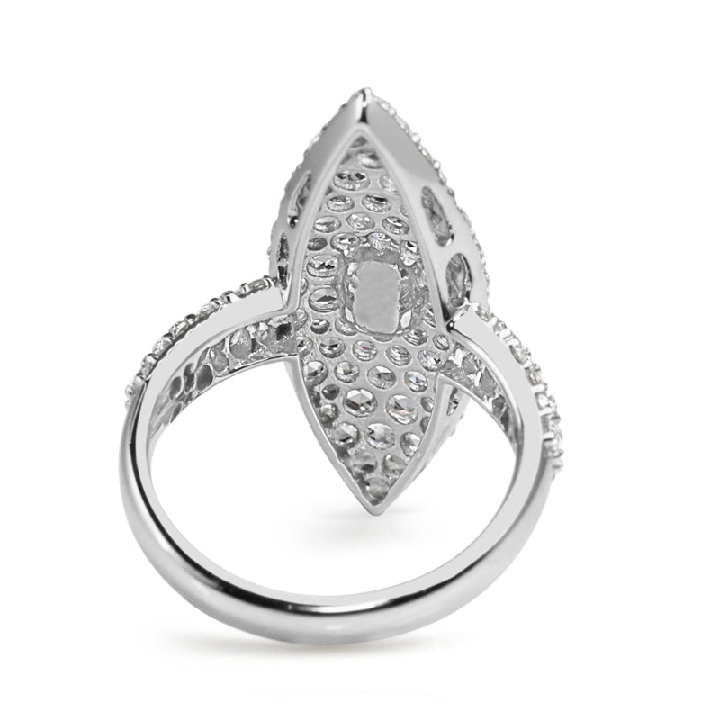 18ct White Gold Old and Rose Cut Marquise Shaped Diamond Ring