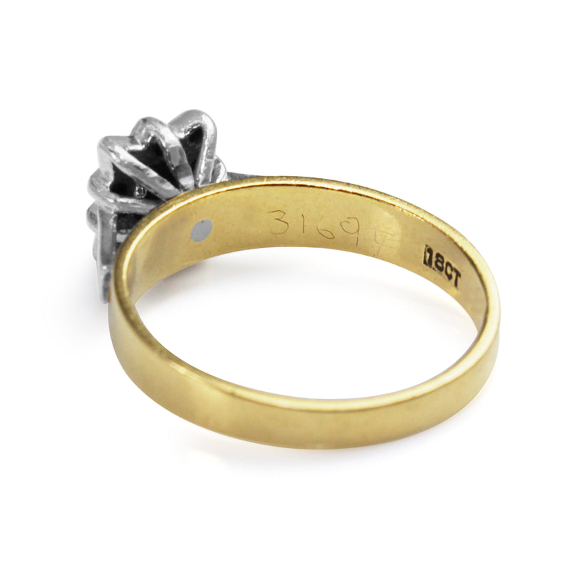 18ct Yellow and White Gold Baguette Diamond Halo Ring