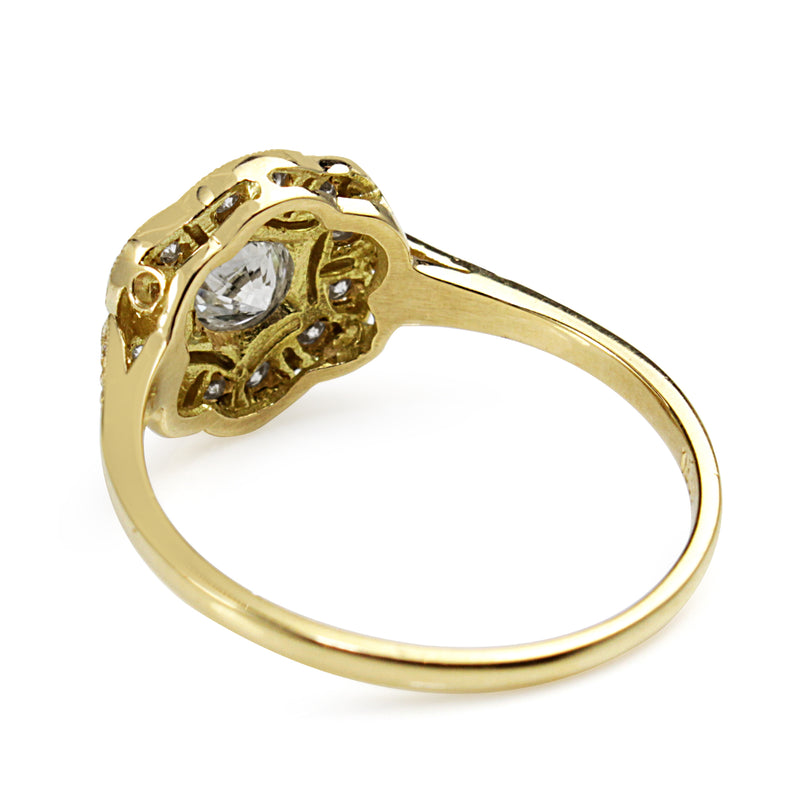 18ct Yellow Gold Vintage Style Diamond Cluster Ring