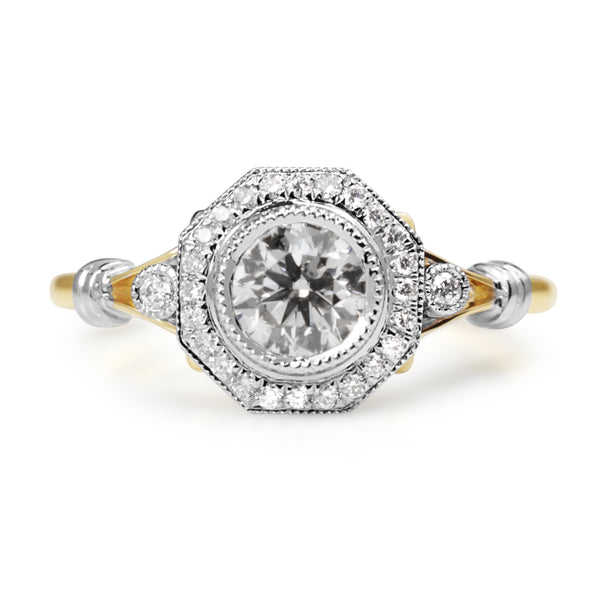 18ct Yellow and White Gold Vintage Style Diamond Ring