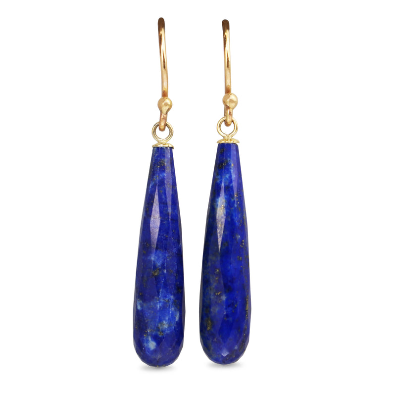 9ct Yellow Gold Lapis Drop Briolette Earrings