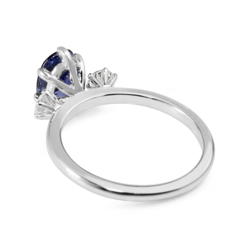 18ct Sapphire and Diamond 6 Claw 3 Stone Ring