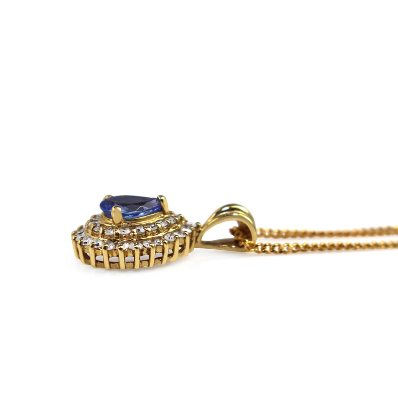 14ct Yellow Gold Tanzanite and Diamond Necklace