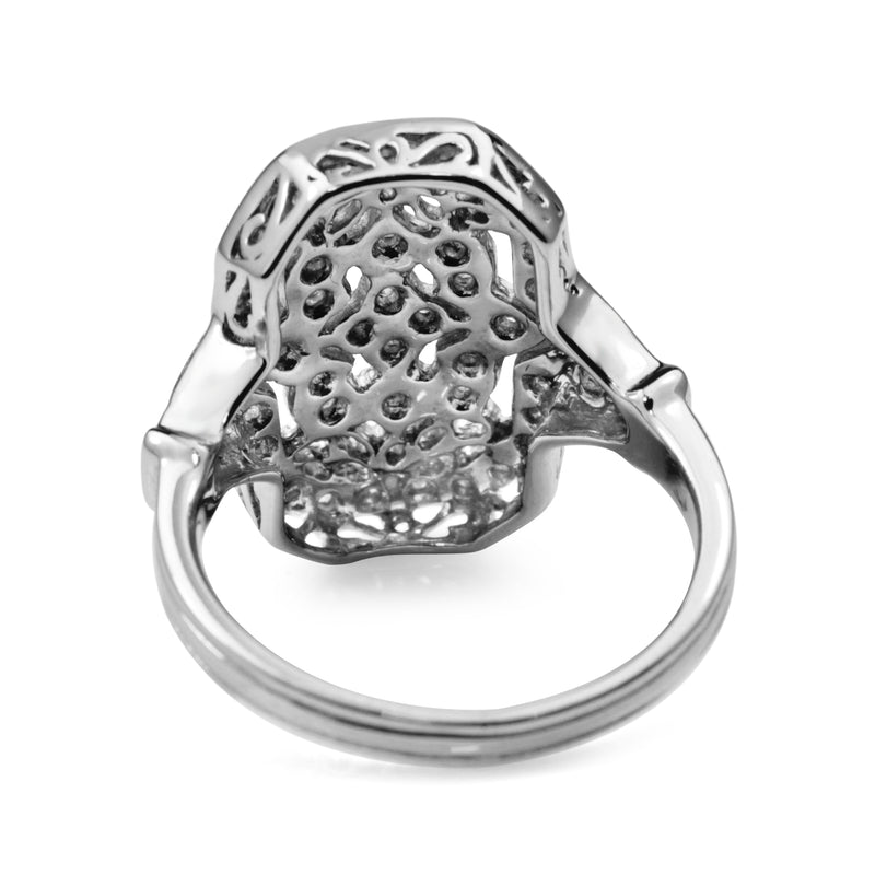 18ct White Gold Deco Style Diamond Shield Ring