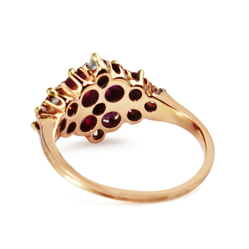 14ct Rose Gold Antique Ruby and Old Cut Diamond Ring