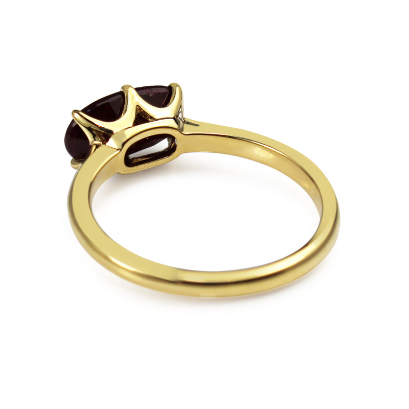 18ct Yellow Gold East West Style Ruby Ring