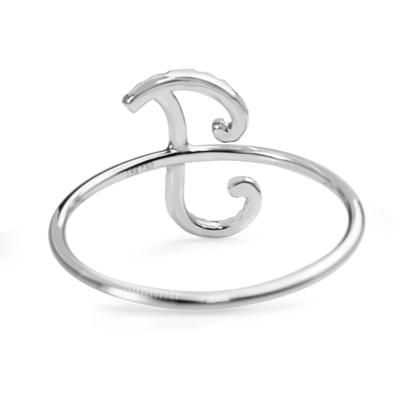 18ct White Gold 'J' Diamond Initial Ring