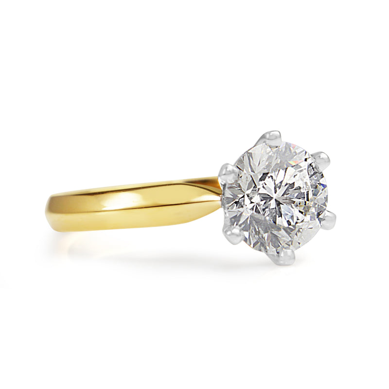 18ct Yellow and White Gold 1.65ct Diamond Solitaire Ring