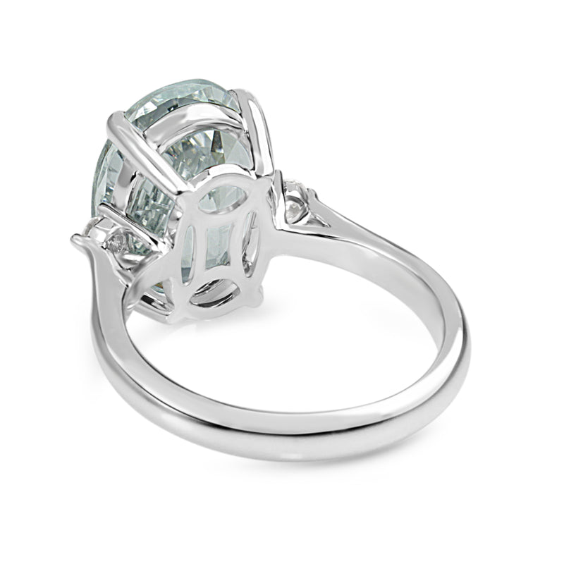 18ct White Gold Aquamarine and Diamond 3 Stone Ring