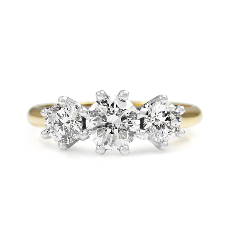 18ct Yellow and White Gold 3 Stone Diamond Ring