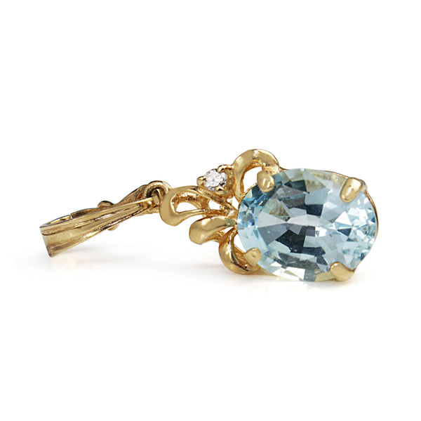 14ct Yellow Gold Topaz and Diamond Pendant / Enhancer